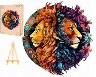 VEĽKÉ DREVENÉ PUZZLE 300 KUSOV YING YANG LIONS V DREVENEJ KRABIČKE